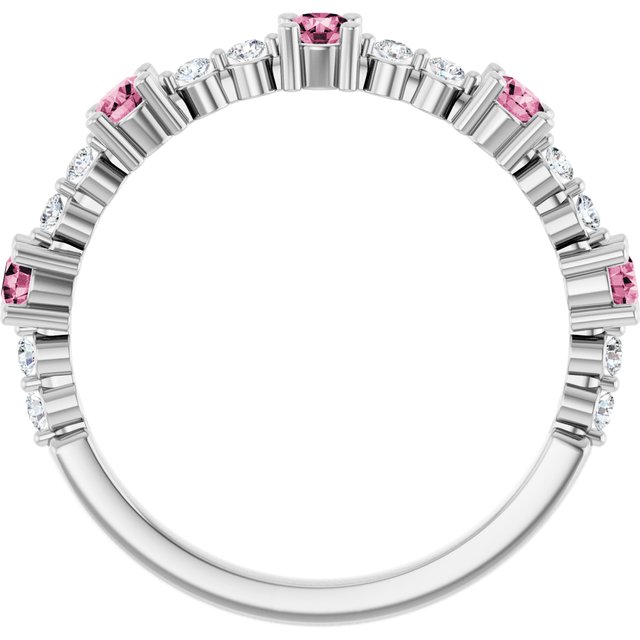 14K White Pink Tourmaline & 1/6 CTW Diamond Ring